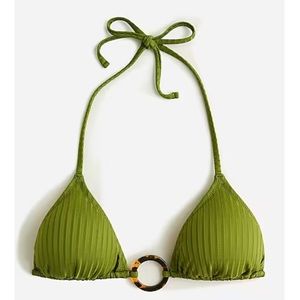 ⚓️J.Crew Wide-rib O-ring String Bikini in Canteen Green S